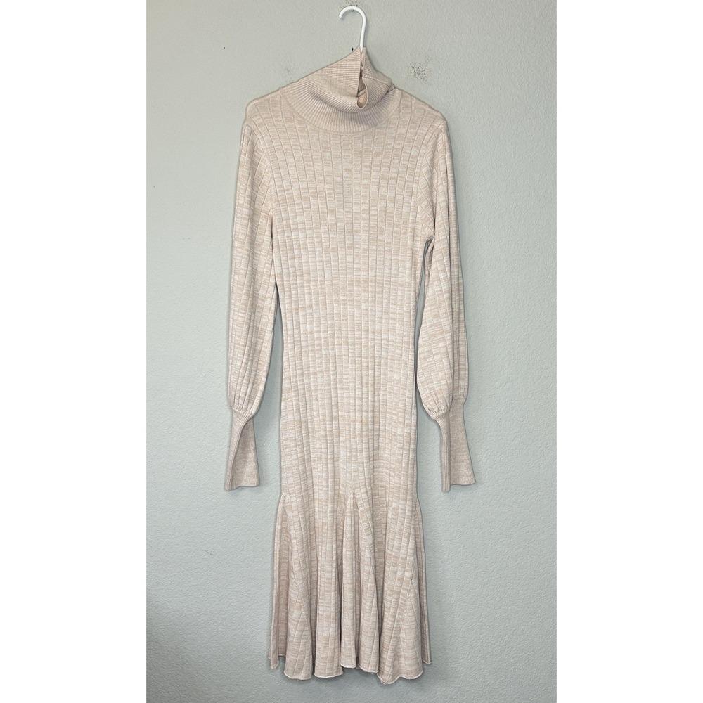 NWT Fashion Nova Aquarius Mermaid Sweater Midi Dress Size XL Oatmeal Beige